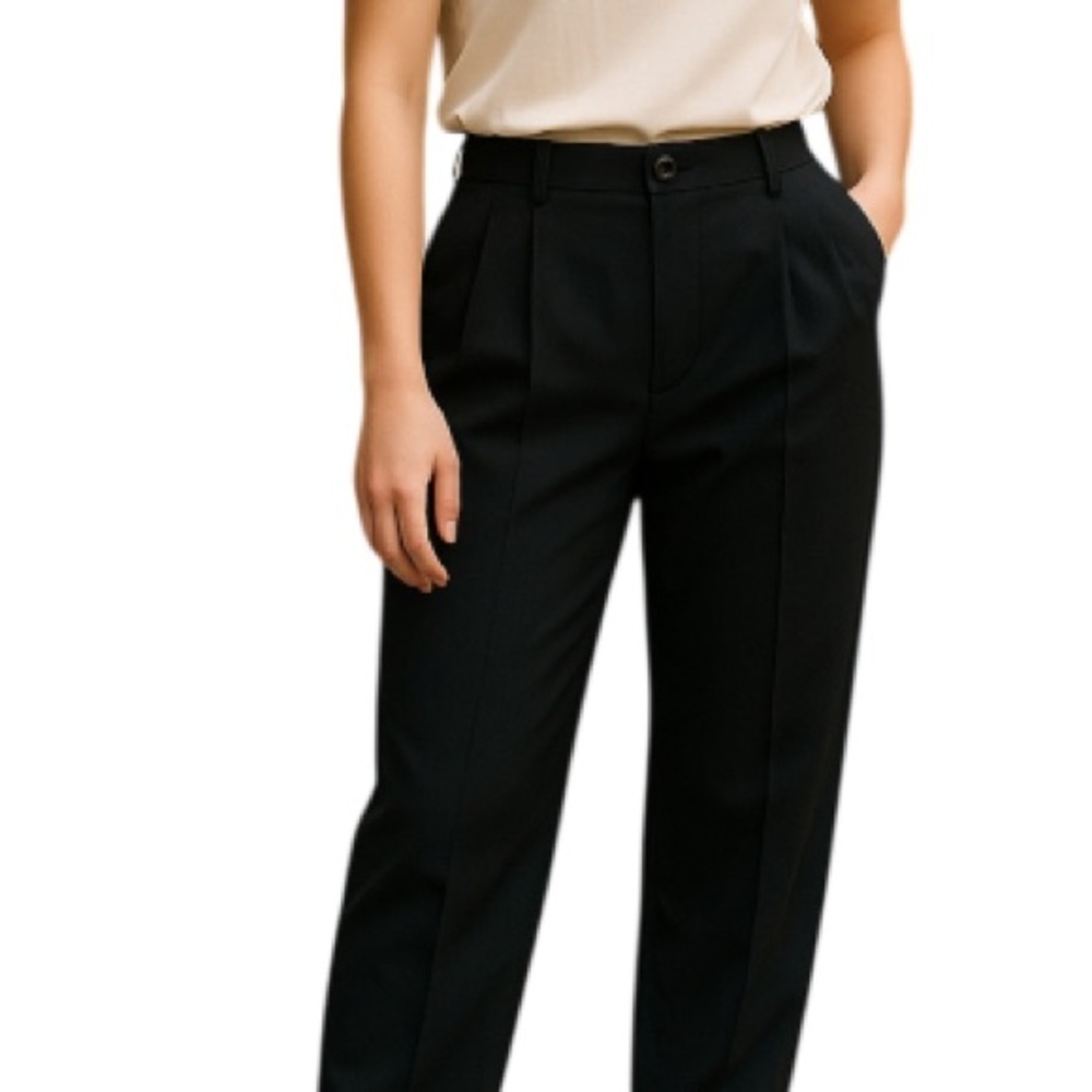 VINTAGE Lauren Jeffries Pleated Dress Pants Black High Waist Tapered Straight 12